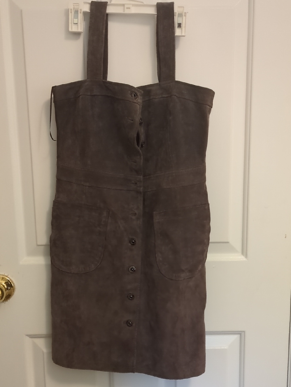 Express Brown Suede Button-Front Mini Dress